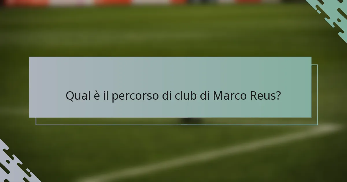 Qual è il percorso di club di Marco Reus?