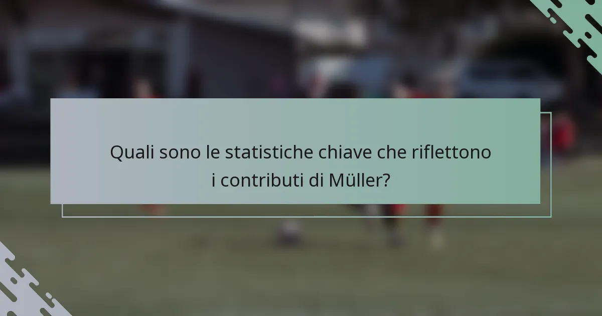 Quali sono le statistiche chiave che riflettono i contributi di Müller?